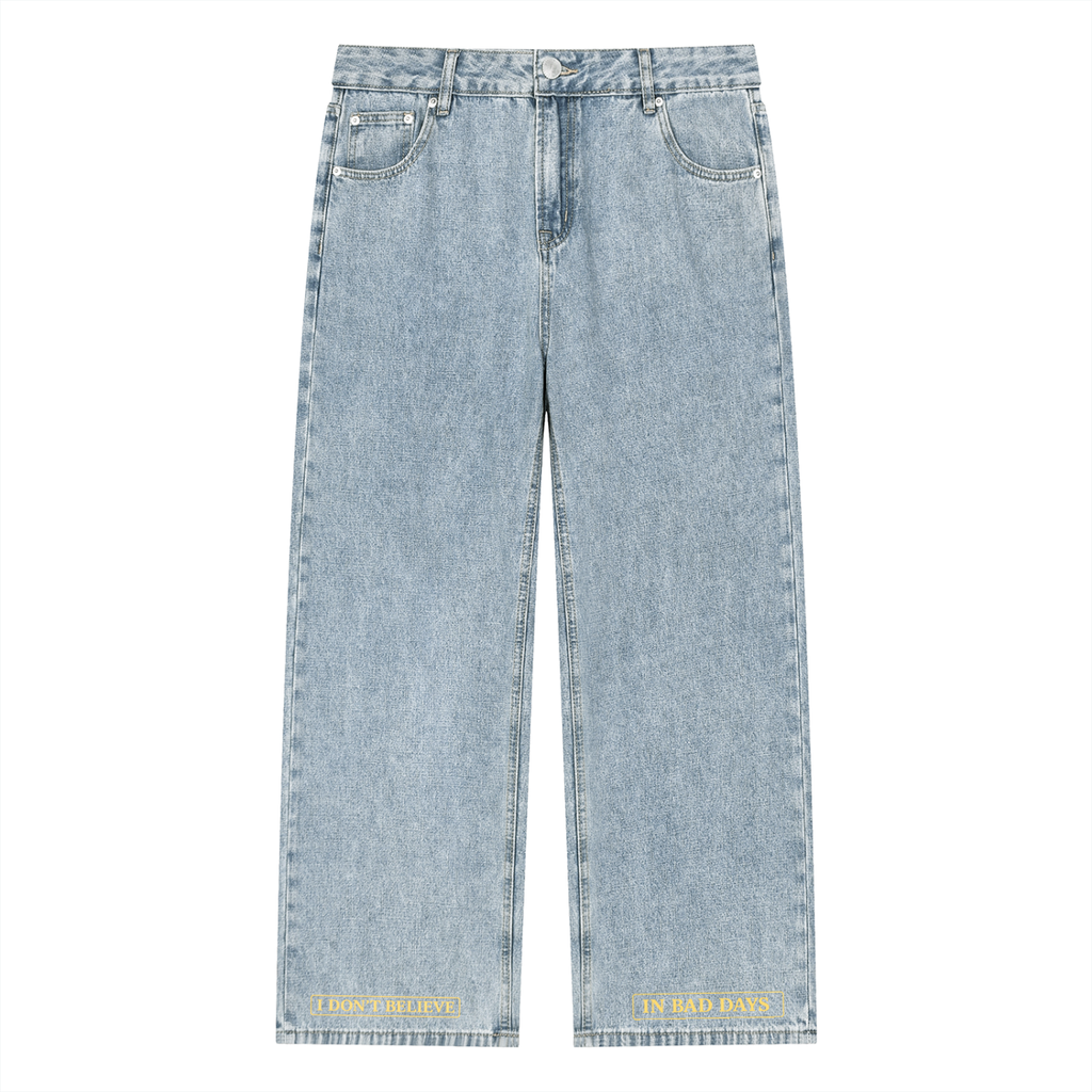 Unisex Vintage Wash Straight Leg Jeans