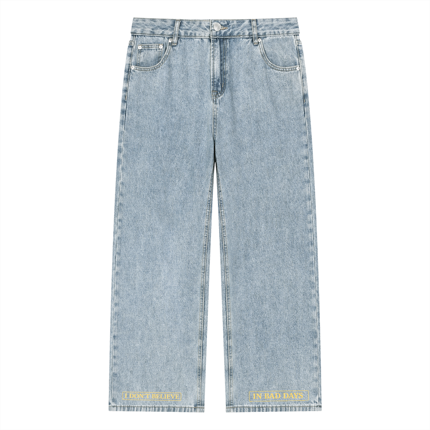 Unisex Vintage Wash Straight Leg Jeans