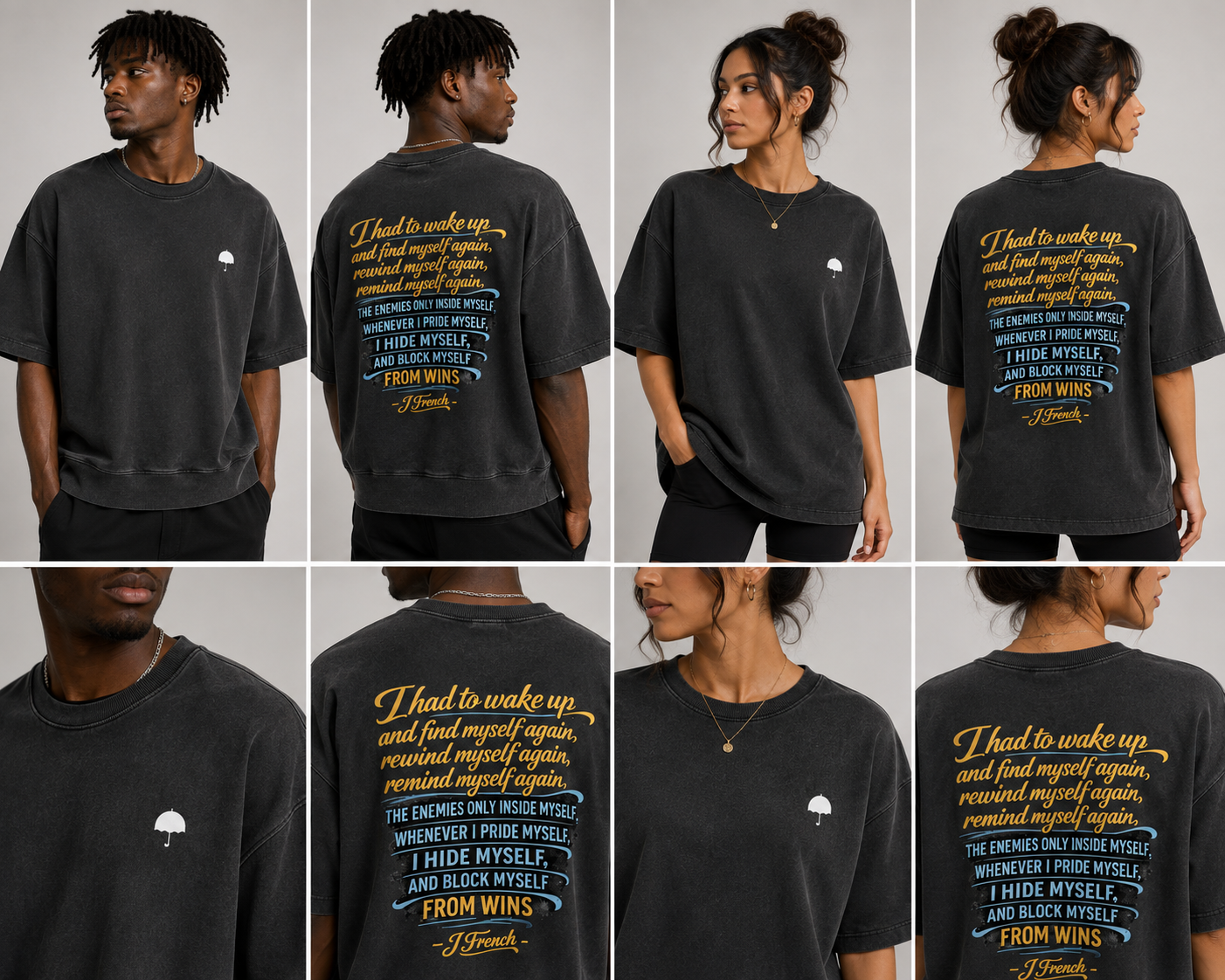 J French Unisex Mineral Wash Boxy Raw Edge T-Shirt
